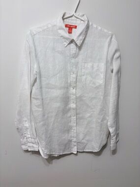 JOE FRESH - White Linen Button-Down Shirt with Chest Pocket